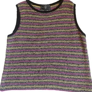 St John Sport By Marie Gray Santana Knit Shell Tank Striped Sweater Size Large